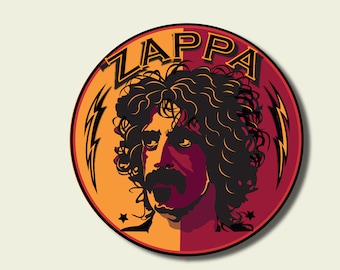 FRANK ZAPPA Decal, Rock Music Legend Vinyl Oval  Sticker  3" x 3"