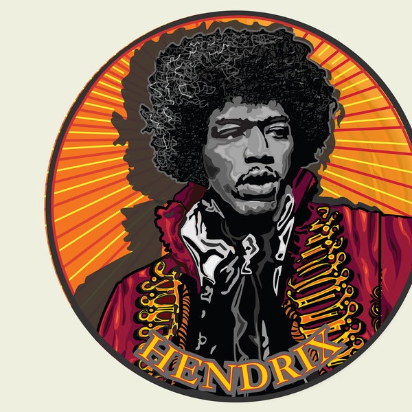 JIMI HENDRIX Legend Rock and Roll Music Blues Electric Guitarist Singer Songwriter Vinyl Decal Sticker Square 3" x 3"