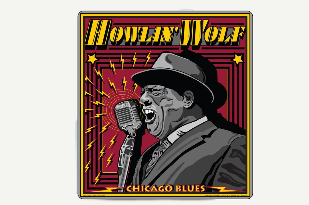 HOWLIN' WOLF Blues Music Vinyl Decal, Howlin' Wolf Chicago Blues Singer ...