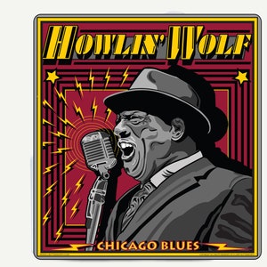 HOWLIN' WOLF Delta Blues Music Vinyl Decal, Howlin Wolf Chicago Blues Singer Decal Sticker, Chester Burnett Delta Blues Vinyl Decal Sticker
