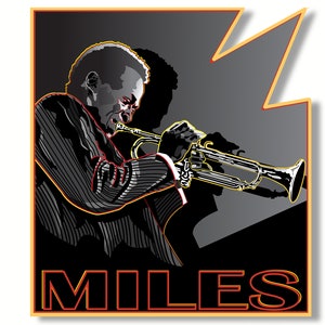 MILES DAVIS Jazz Trumpeter Decal Miles Davis Jazz Blues Horn Player Sticker Miles Davis Jazz Composer  Vinyl DyeCut Decal Sticker 2.75&quot; x 3&quot;