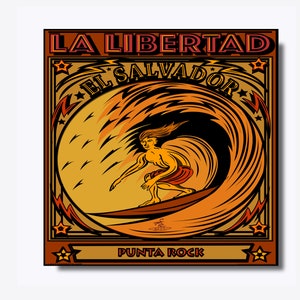 LA LIBERTAD El Salvador Surfers Vinyl Decal, Punta rock El Salvador Surfing Decal Stickerl, El Salvator Surfers Vinyl Decals  Square 4&quot; x 4&quot;