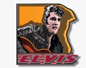 Pegatina de vinilo de Elvis Presley, Rey del Rock (2,5" x 3")