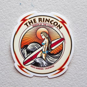THE RINCON Surfergirl California Vinyl Decal, CaliforniaSurfing Dye Cut Decal Sticker, Women Surfers Waveriders Vinyl Decal Sticker