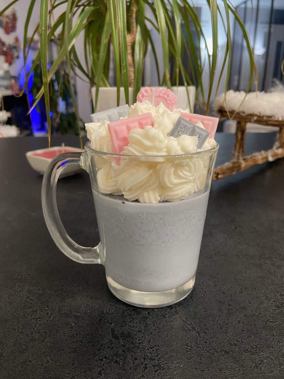 Bougie Gourmande Chantilly Grise et Rose