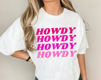Camisa Howdy, Camisa Gráfica Howdy, Camisa Western Fashion, Camisa Rodeo Comfort ColorsUnisex Garment-Tinged T-shirt