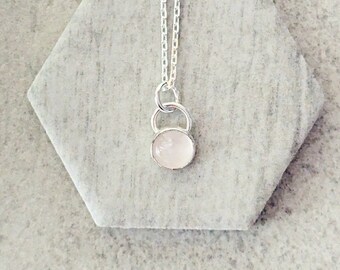 Sterling Silver Rose Quartz Necklace Layered, 5th Wedding Anniversary Gift for Wife, Heart Chakra Necklace for Women, Gemstone Necklace