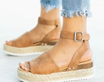 Platform Shoes Sandals Ladies Wedge Buckle Womens Summer Fashion Comfy Sizes
