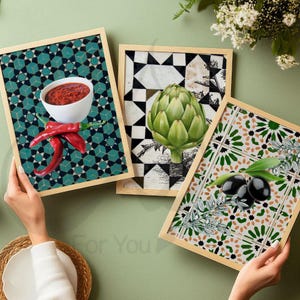 Póster de Túnez aceitunas verdes Túnez, póster minimalista, decoración del hogar, arte de pared Túnez, póster de viaje verde harissa, póster verde moto 103