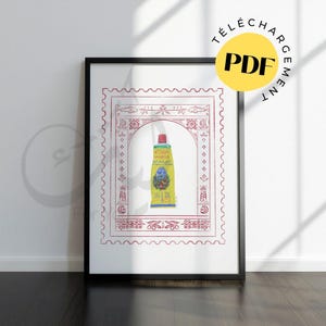 Harissa-Plakat, kulinarisches Gewürz // Stempel // Tunesien-Plakat // Tunesien-Harissa-Rahmen-Plakat // rote Illustration // Aquarellzeichnung