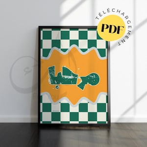 Poster digitale Marhaba - Benvenuto in arabo, design retrò moderno, decorazione murale originale, calligrafia araba, arte murale digitale, arte araba