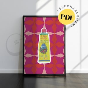 Poster Harissa, épice culinaire // hrissa // Poster tunisie // Affiche tableau cadre pop art // illustration rouge // dessin aquarelle pink