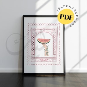 Wassermelonenplakat, Symbol Palästinas // Palästina // Palestina // Posterrahmensymbol // Aquarellzeichnung // Wassermelonenplakat