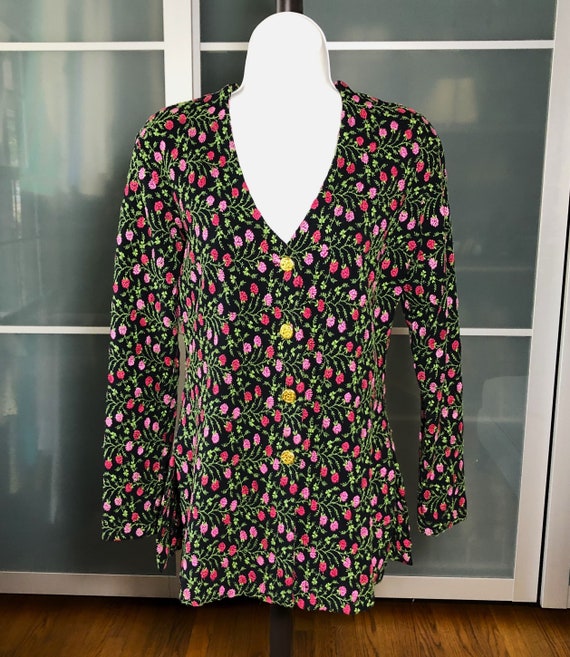 Vintage 80's TODD OLDHAM Pink & Red Floral Embroi… - image 3