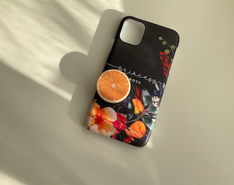 Citrus Mandala Mobile Phone Grip: Floral Finger Support Stand
