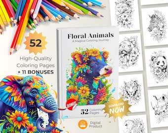 Blumentiere Malbuch: Mindfulness Art (PDF Download)