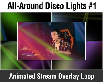Animierte Disco-DJ-Partylichter VTuber-Stream-Overlay – Neon-Lasereffekte – Rundum 360° (Oben, Seiten, Unten) – Stil 1