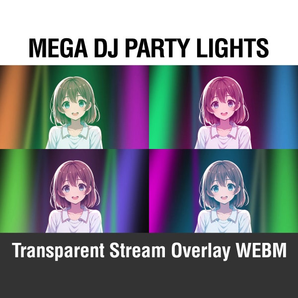 Mega Disco Party DJ Lights Lasers Animated Alert Overlay WEBM Loop VTuber Twitch Stream Nightclub Colorful Neon Cluster Flickering Pulsating