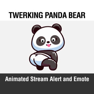 Twerking Panda Bear Animated Alert + Emote Twitch Stream Chat GIF Loop Animation Weird Twerk Butt Dance Tongue Dancing Shaking Booty Party