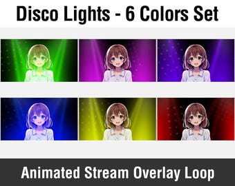 Animated Disco Party Lights Stream Overlay: 6 Colors (WEBM)