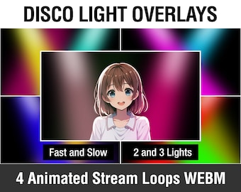 Superposición de transmisión de luces de discoteca animadas: neón arcoíris (WEBM)