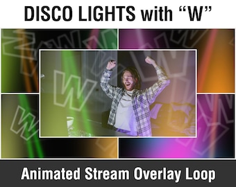 Disco Party Lights Animated Stream Overlay: Letter W Loop (WebM)