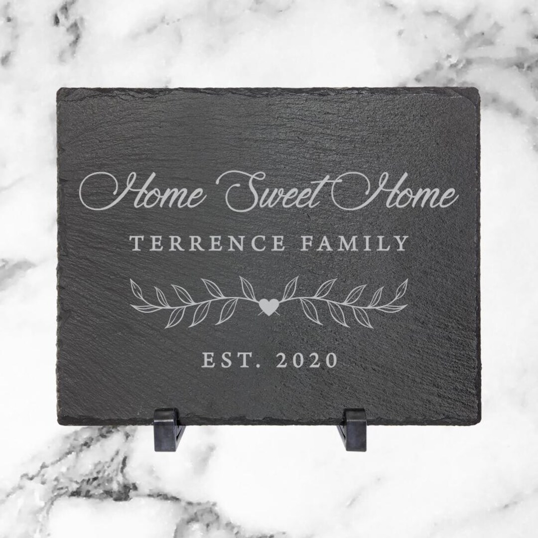 Stone Slate. Sign Personalized Slate Stone Sign, Anniversary Gifts, Closing Gifts, Slate ...