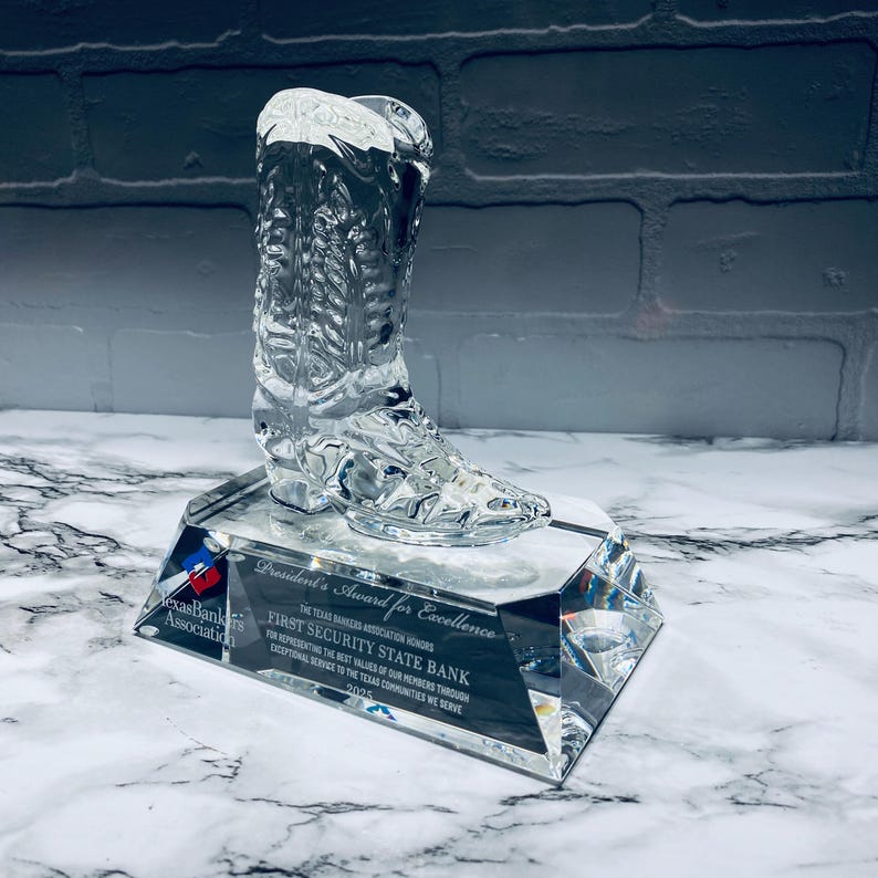 Crystal Cowboy Boot Award | Personalized Western Trophy | Engraved ...