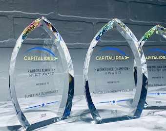 Crystal Prism Flame Award – Custom Corporate Award – Employee Recognition, Leadership & Retirement Award – Executive Service Crystal Award