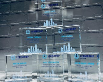 Square Crystal Award – Custom Engraved Corporate Award – Employee Recognition, Leadership & Milestone Award – Executive Crystal Block Award