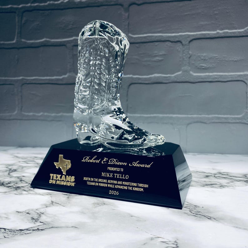 Crystal Cowboy Boot Award | Personalized Western Trophy | Engraved ...