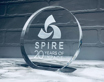 Personalized Crystal Service Award | Custom Engraved Corporate Recognition Gift | Employee Milestone, Retirement, Leadership Award