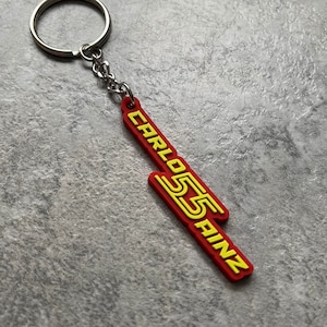 Carlos Sainz 55 F1 Keychain Smooth Operator Racing F1 Formula One Motorsport Soft PVC Keychain Car Pendant Rubber, Keychain, Keyrings
