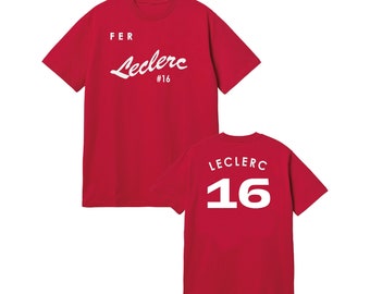 Leclerc 16 Formula One Racing Jersey Style T-Shirt In Red Motorsport Clothing F1