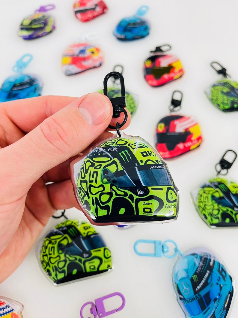 Mini-casque Formule 1 2024 en résine époxyde, Porte-clés F1, Cadeau F1 Leclerc, Lando, Hamilton, Sainz, pendentif Piastri Lando