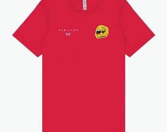 Hamilton 2025 Flag Mini Helmet Race T-Shirt, F1 Top, F1 Clothing, Gifts For Her, Motorsports, Racing, Formula One Top