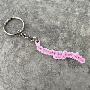 No Strategy Just Vibes Pink F1 Keychain Red Racing F1 Formula One Motorsport Soft PVC Keychain Car Pendant Rubber, Keychain, Keyrings