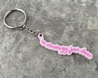 No Strategy Just Vibes Pink F1 Keychain Red Racing F1 Formula One Motorsport Soft PVC Keychain Car Pendant Rubber, Keychain, Keyrings