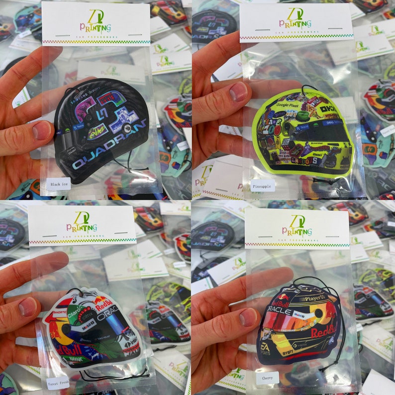 Ambientador para coche F1, Accesorios F1, Lando, Ricciardo, Leclerc, Sainz Chilli, Mini casco, Ideas de regalos, Aficionado a las carreras, Regalo de Navidad, Regalo F1 imagen 4