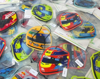 Ambientador para coche F1, Accesorios F1, Lando, Ricciardo, Leclerc, Sainz Chilli, Mini casco, Ideas de regalos, Aficionado a las carreras, Regalo de Navidad, Regalo F1