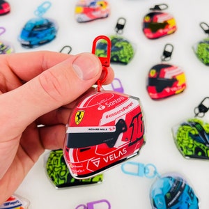 Mini-casque Formule 1 2024 en résine époxyde, Porte-clés F1, Cadeau F1 Leclerc, Lando, Hamilton, Sainz, pendentif Piastri Leclerc