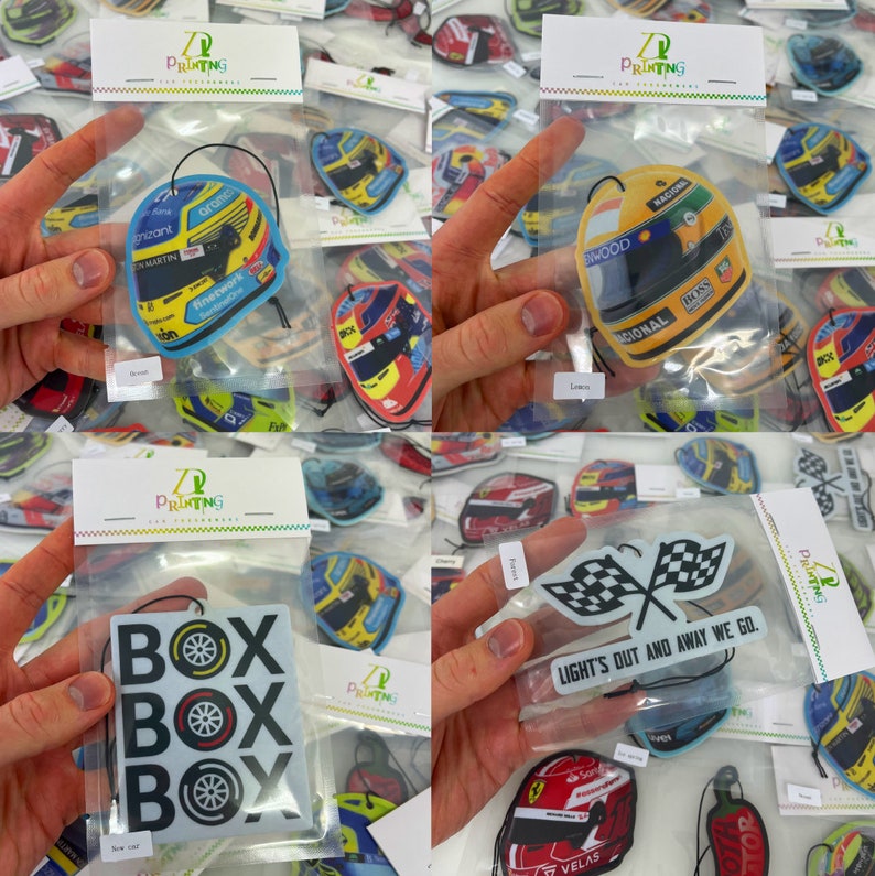 Ambientador para coche F1, Accesorios F1, Lando, Ricciardo, Leclerc, Sainz Chilli, Mini casco, Ideas de regalos, Aficionado a las carreras, Regalo de Navidad, Regalo F1 imagen 7