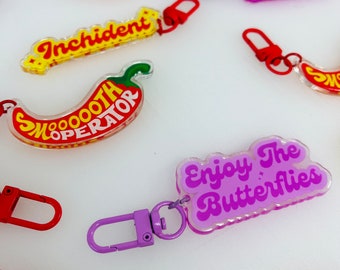 2024 Formula One Epoxy Resin Keyrings, F1 Keyrings, F1 Gift Smooth Operator, Inchident, Enjoy the butterflies, Bag Charm