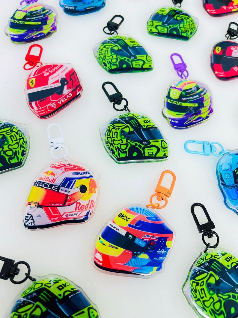 Mini-casque Formule 1 2024 en résine époxyde, Porte-clés F1, Cadeau F1 Leclerc, Lando, Hamilton, Sainz, pendentif Piastri image 1