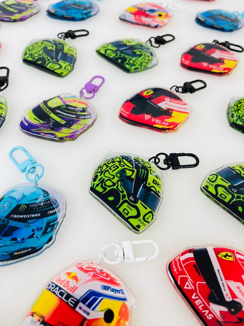 Mini-casque Formule 1 2024 en résine époxyde, Porte-clés F1, Cadeau F1 Leclerc, Lando, Hamilton, Sainz, pendentif Piastri image 10