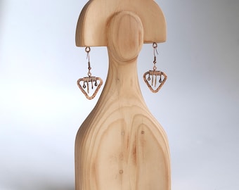 Hammered Copper Triangle Earrings: Rustic Dangle Jewelry