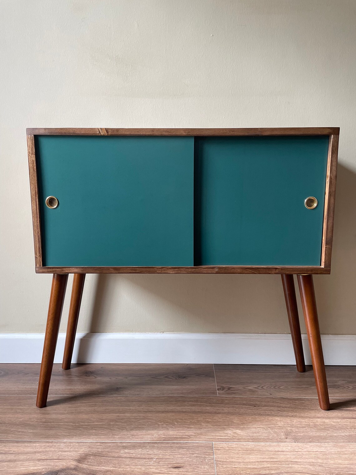 Midcentury Media Console MCM Sliding Door Media Etsy