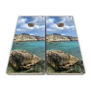 Tropical Beach Cornhole Wraps - Cornhole Wraps - Cornhole Skins - Vinyl Wrap - Laminated Set