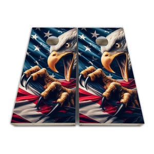 3D American Flag Large Eagle Cornhole Wraps - Cornhole Wraps - Cornhole Skins - Vinyl Wrap - Laminated Set