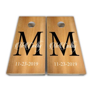 Wedding Monogram Family Cornhole Wraps - Cornhole Wraps - Cornhole Skins - Vinyl Wrap - Laminated Set